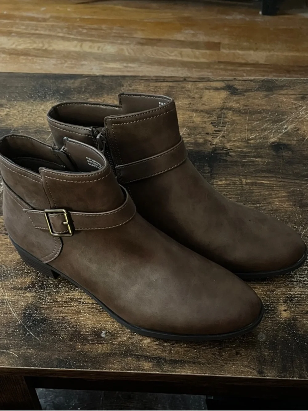 St. John's Bay Brown Vegan Leather Ankle Booties with Buckle